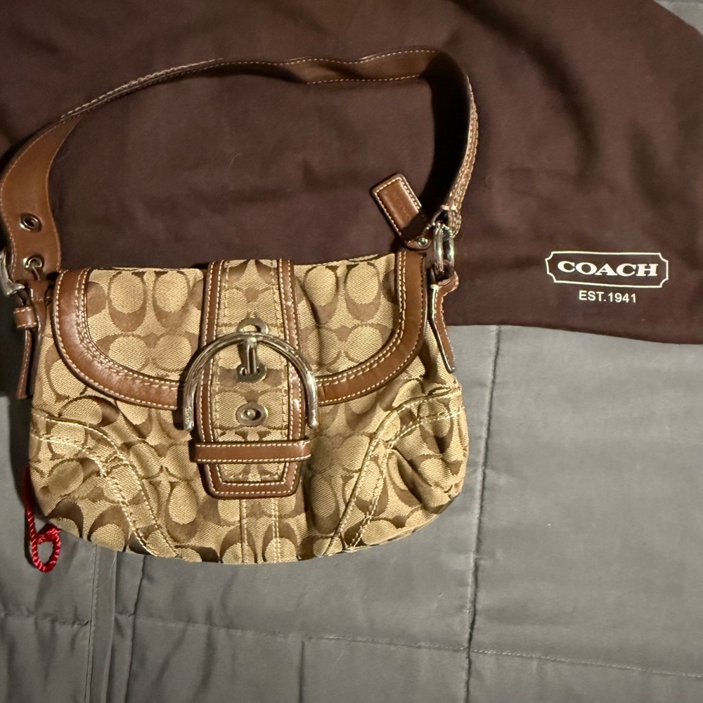 Vintage Coach Tan and Brown Shoulder Bag